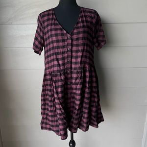 Wild Fable Checker Plaid Button Front Babydoll Dress